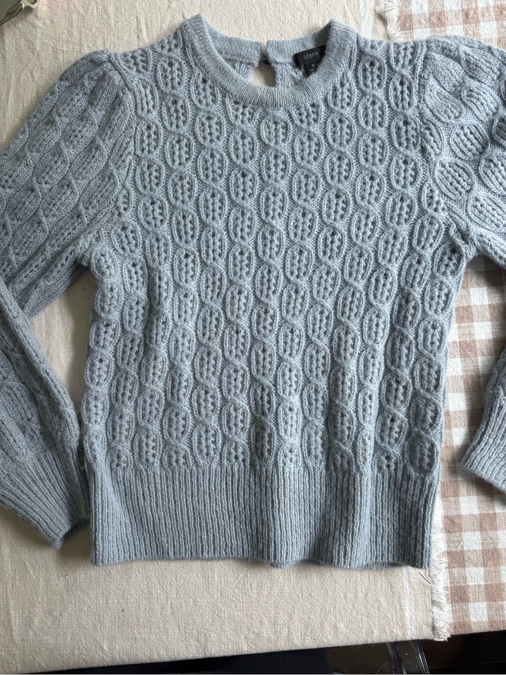 J. Crew Pale dusty Blue Cable Knit Crewneck Sweater